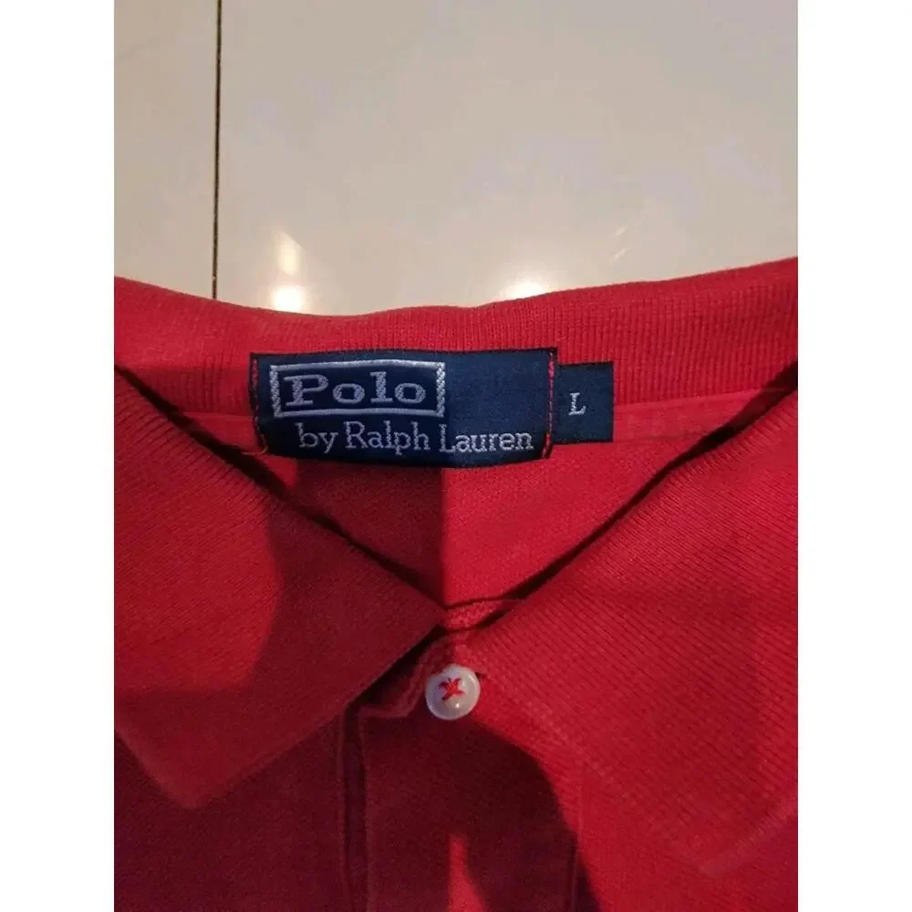 Polo Ralph Lauren Red Short Sleeve Polo Shirt Multiple Pony Riders Logo Large